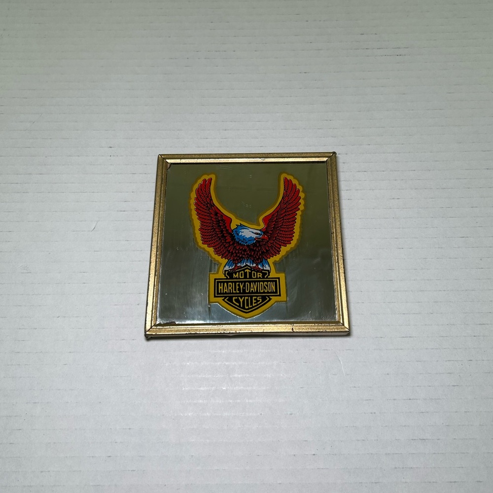 Rare Vtg 80s Harley Davidson Motorcycle Mirror Framed Bar Mancave Wall Art